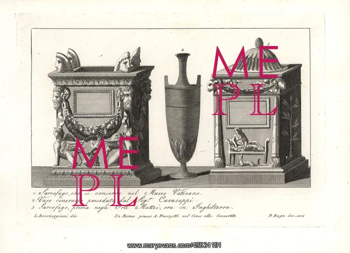 : Roman sarcophagi and funeral vase : Roman sarcophagi and funeral vase