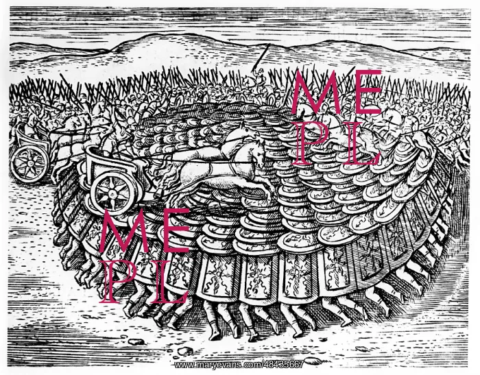 : Roman soldiers making a Tortoise with their shields : Roman soldiers making a Tortoise with their shields