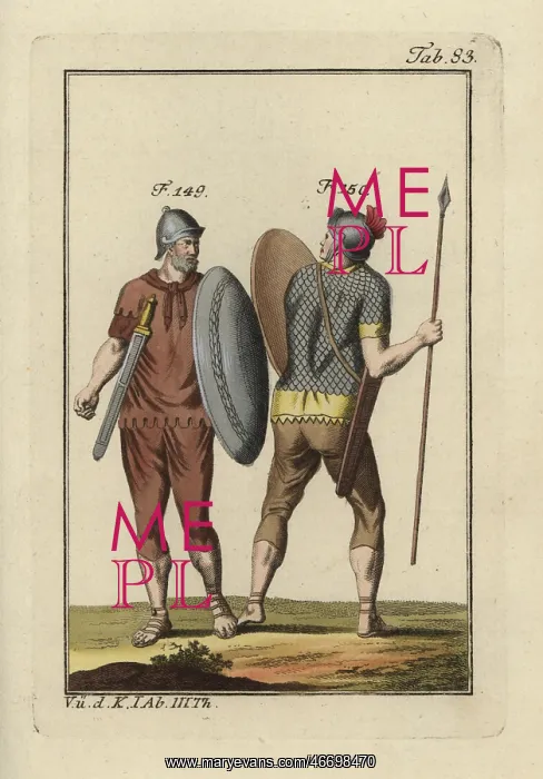 : Roman soldiers with shields, swords, helmets : Roman soldiers with shields, swords, helmets