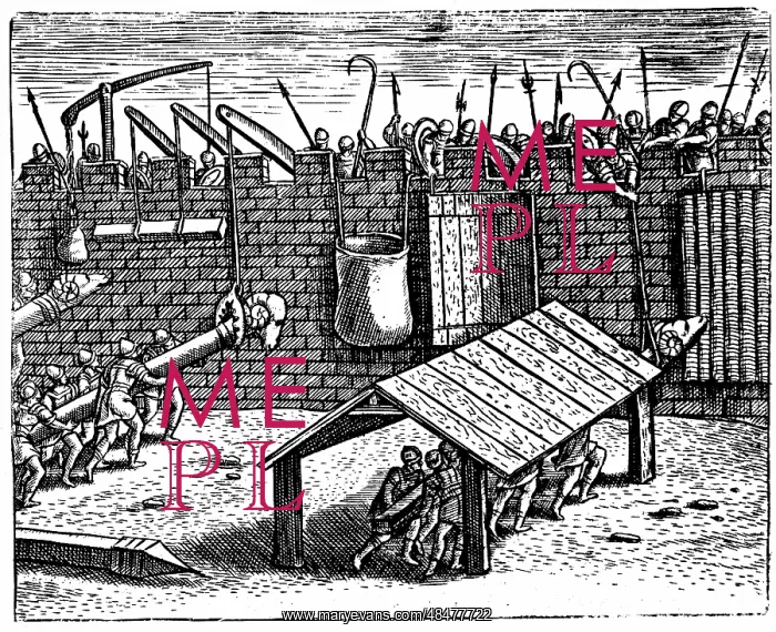: Roman warfare. Defenders attempting to disable : Roman warfare. Defenders attempting to disable