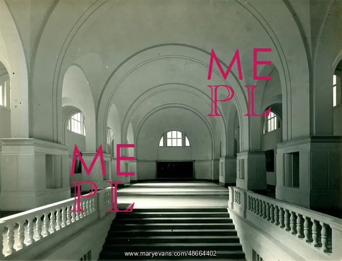 : Romanesque arches, staircase and colonnade : Romanesque arches, staircase and colonnade