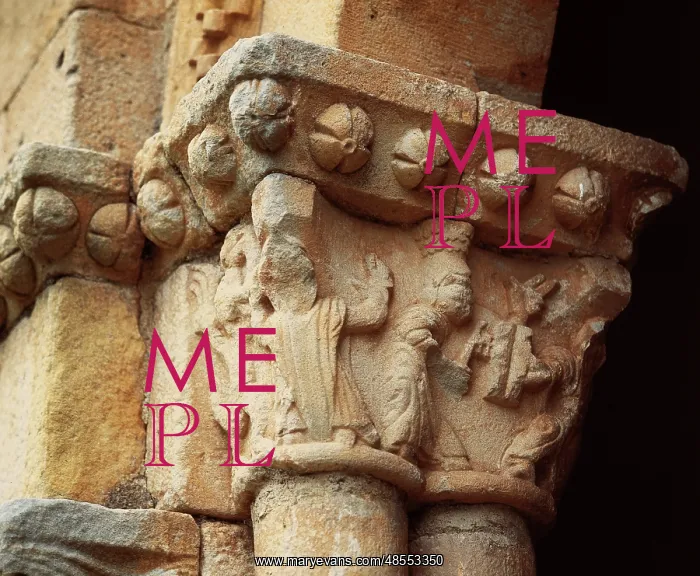: Romanesque capital. Shrine of Saint Christopher. Spain : Romanesque capital. Shrine of Saint Christopher. Spain
