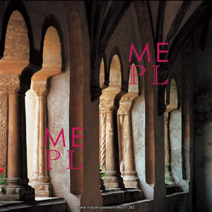 : Romanesque columns in the cloister : Romanesque columns in the cloister