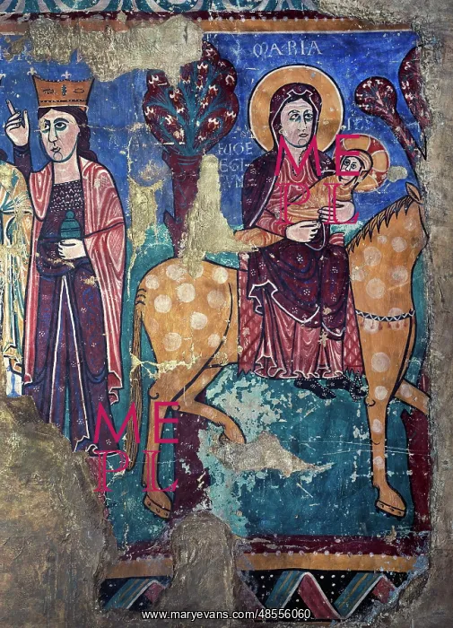: Romanesque. Spain. Flight into Egypt. Fresco. 2th c. From Ch : Romanesque. Spain. Flight into Egypt. Fresco. 2th c. From Ch