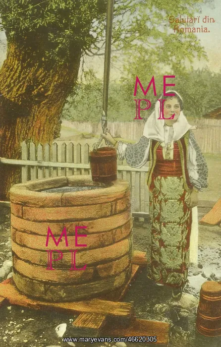 : Romanian Woman by the well : Romanian Woman by the well