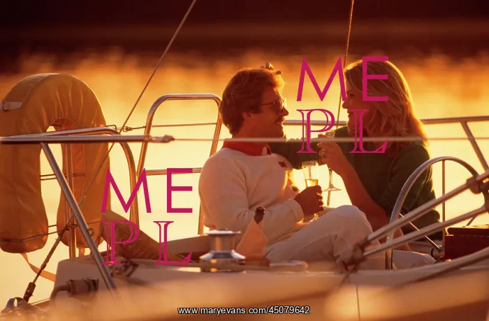 : Romantic Couple Drinking Wine Sitting on Deck : Romantic Couple Drinking Wine Sitting on Deck