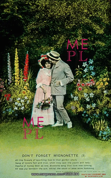 : Romantic couple standing in a garden : Romantic couple standing in a garden