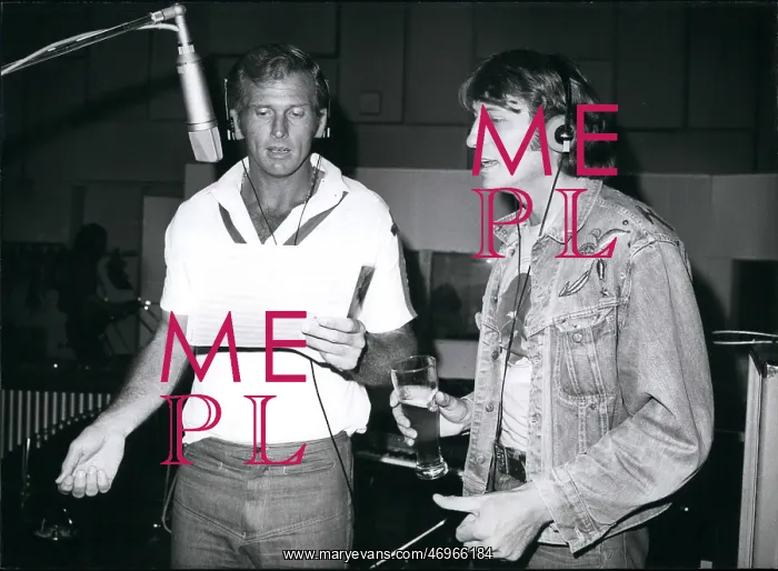 : Ron Ely and Reiner Schone in a recording studio, Munich : Ron Ely and Reiner Schone in a recording studio, Munich