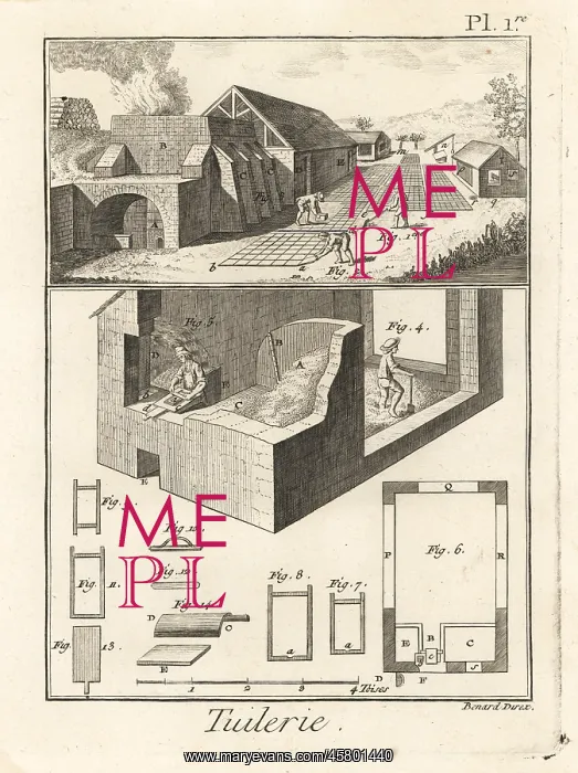 : Roof-tile works, 18th century : Roof-tile works, 18th century