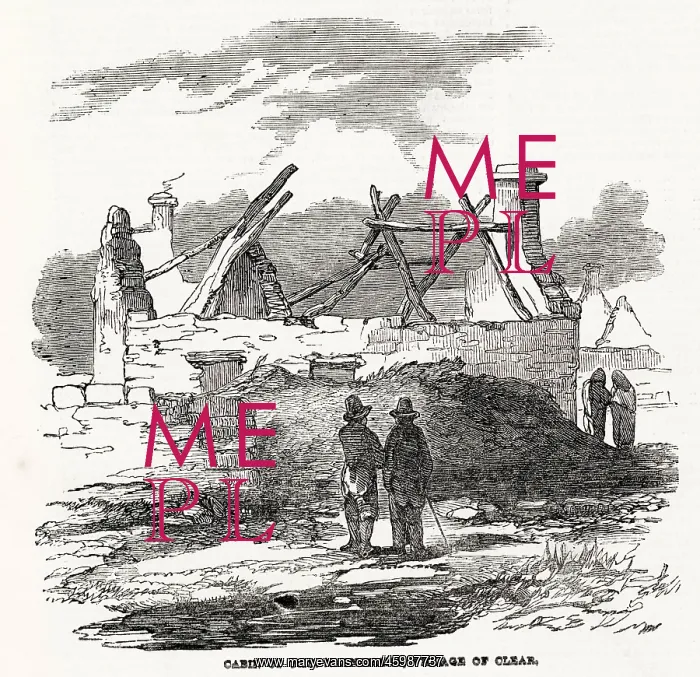 : Roofless cabin during evictions in Ireland 1850 : Roofless cabin during evictions in Ireland 1850
