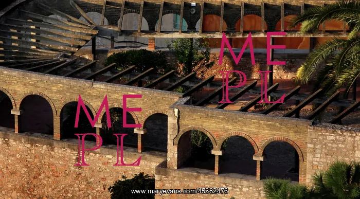 : Rooftop view of a Modernist courtyard, Tortosa : Rooftop view of a Modernist courtyard, Tortosa