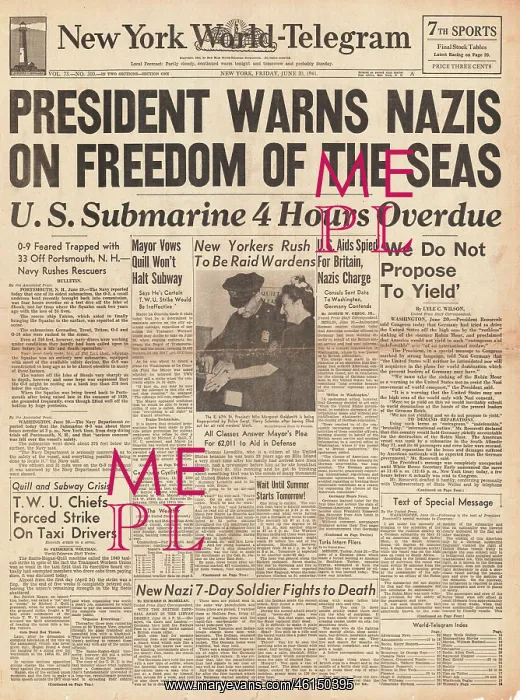 : Roosevelt warns Germany on Freedom of the Seas : Roosevelt warns Germany on Freedom of the Seas