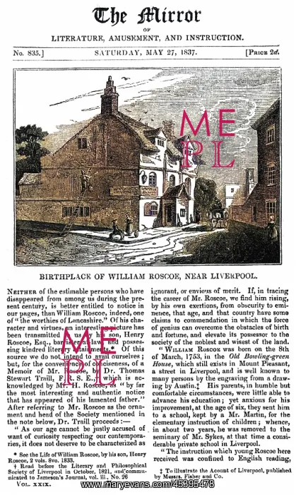 : ROSCOE'S BIRTHPLACE : ROSCOE'S BIRTHPLACE