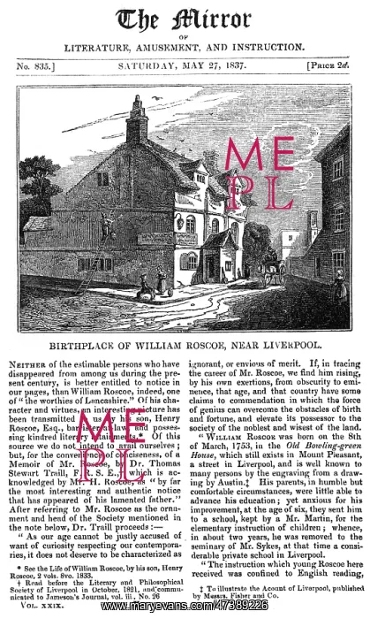 : ROSCOE'S BIRTHPLACE : ROSCOE'S BIRTHPLACE