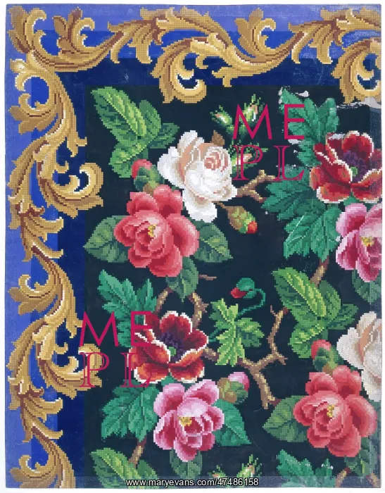 : Rose Panel with Border ' woolwork design : Rose Panel with Border ' woolwork design