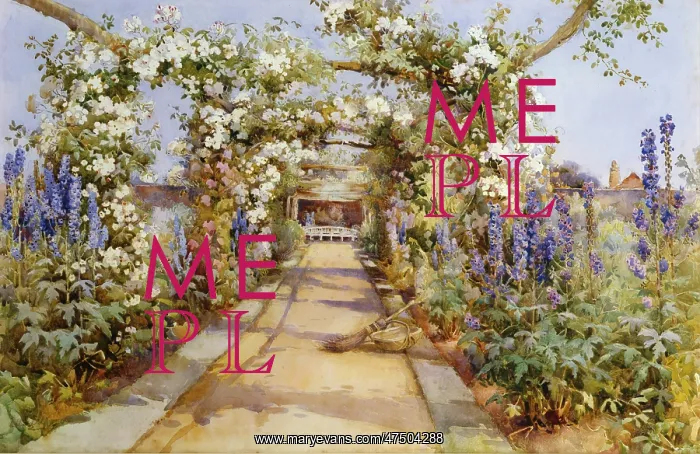 : Rose Pergola with Delphiniums : Rose Pergola with Delphiniums