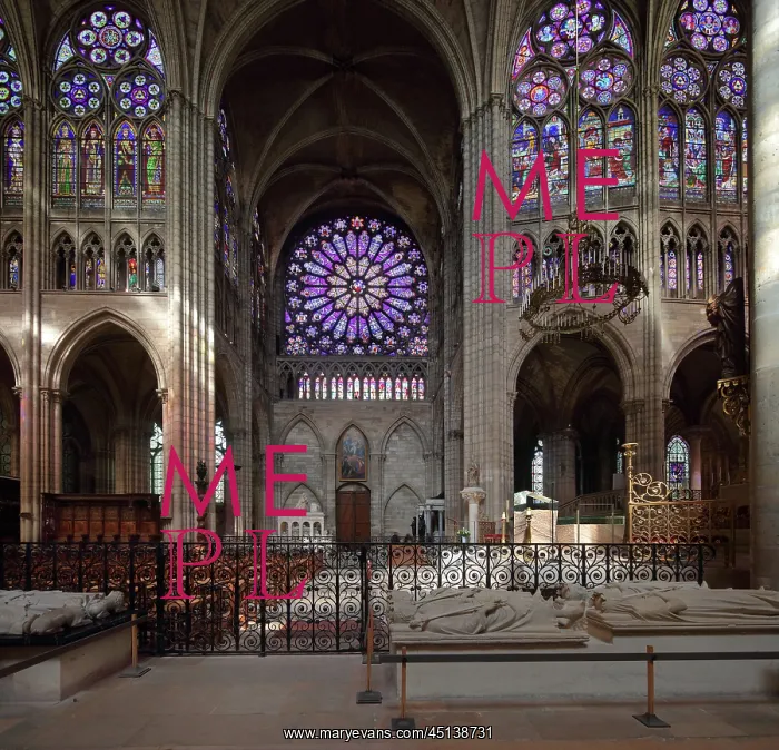: Rose window and royal tombs, Basilique Saint-Denis : Rose window and royal tombs, Basilique Saint-Denis