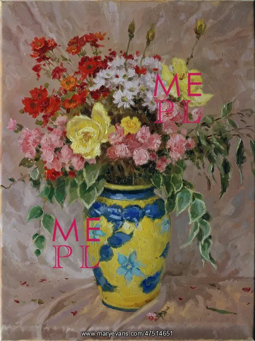 : Roses and carnations in a vase : Roses and carnations in a vase