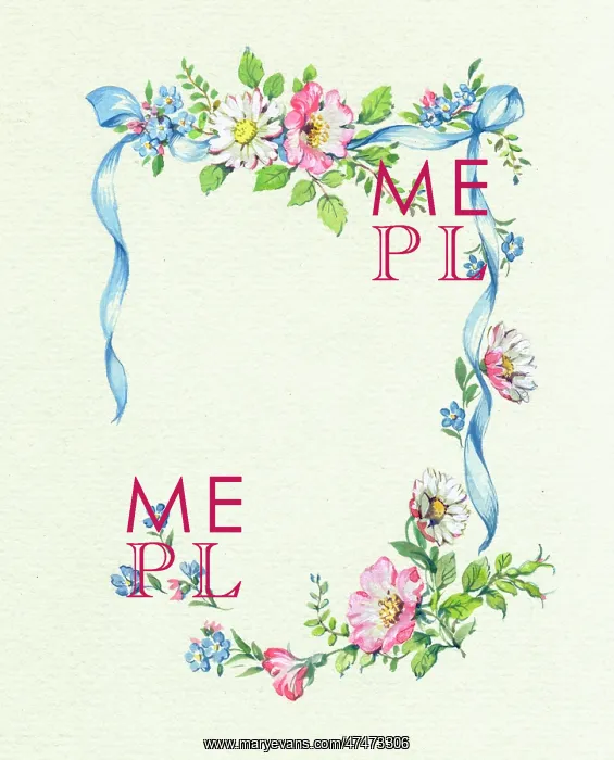  : Roses and forget-me-nots with blue ribbon