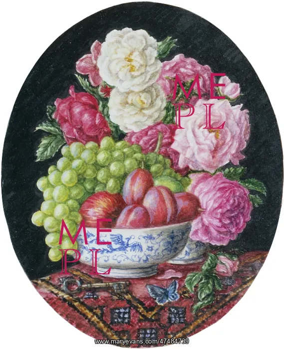 : Roses with Green Grapes and Plums : Roses with Green Grapes and Plums