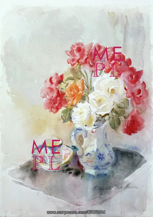 : Roses in an Ironstone Jug : Roses in an Ironstone Jug