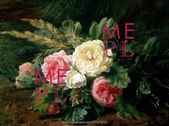 : Roses Still Life with oak leaves : Roses Still Life with oak leaves