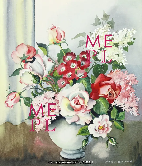  : Roses, Lilacs and Primulas ? in a white vase