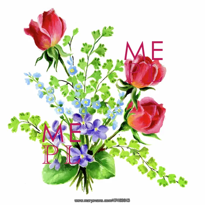 : Roses, violets and maidenhead fern : Roses, violets and maidenhead fern