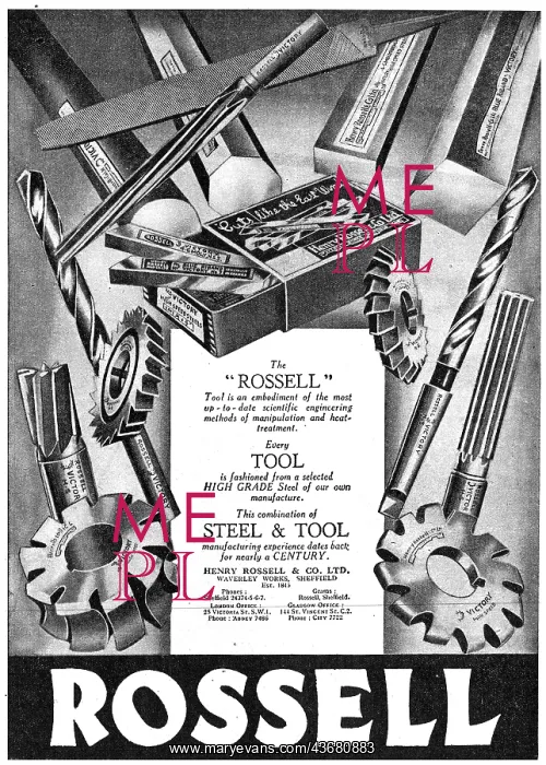: Rossell Machine Tools 1943 Advert : Rossell Machine Tools 1943 Advert