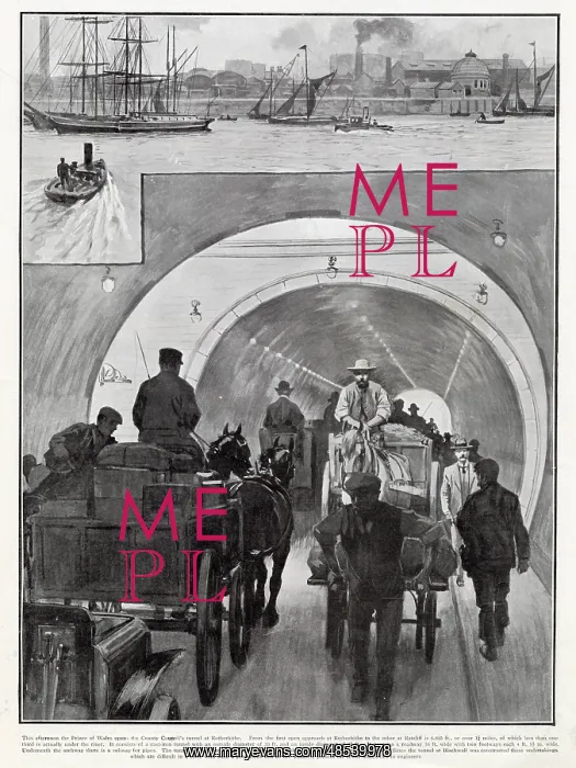 : Rotherhithe Tunnel - Beneath The River Thames 1908 : Rotherhithe Tunnel - Beneath The River Thames 1908