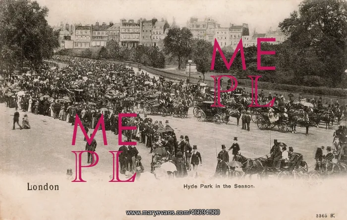  : Rotten Row, Hyde Park - Summertime, long queue and carriages