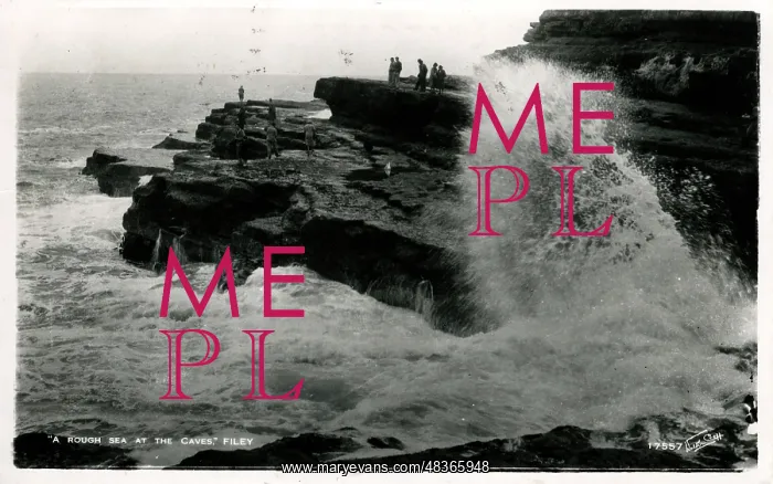 : Rough Sea at the Caves, Filey, Yorkshire : Rough Sea at the Caves, Filey, Yorkshire