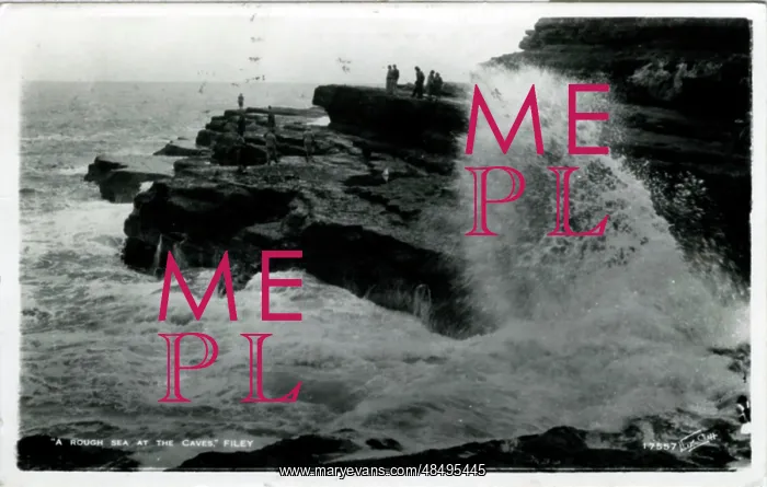 : Rough Sea at the Caves, Filey, Yorkshire : Rough Sea at the Caves, Filey, Yorkshire