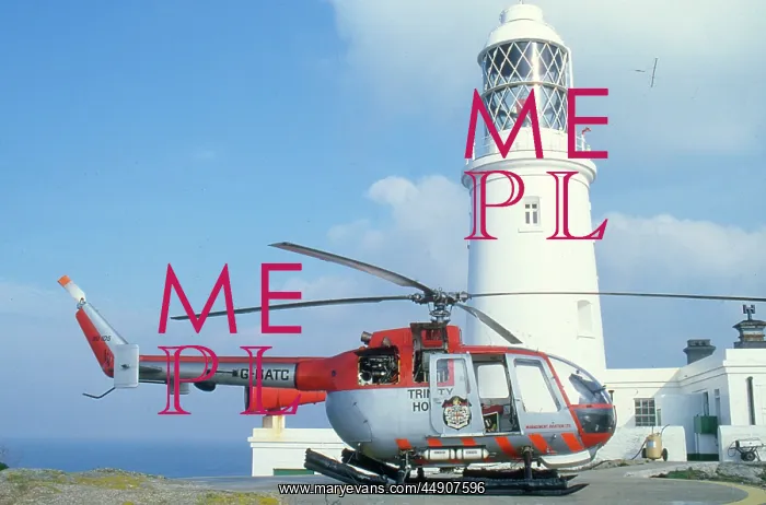 : Round Island Lighthouse, Isles of Scilly, Service Helicopter : Round Island Lighthouse, Isles of Scilly, Service Helicopter