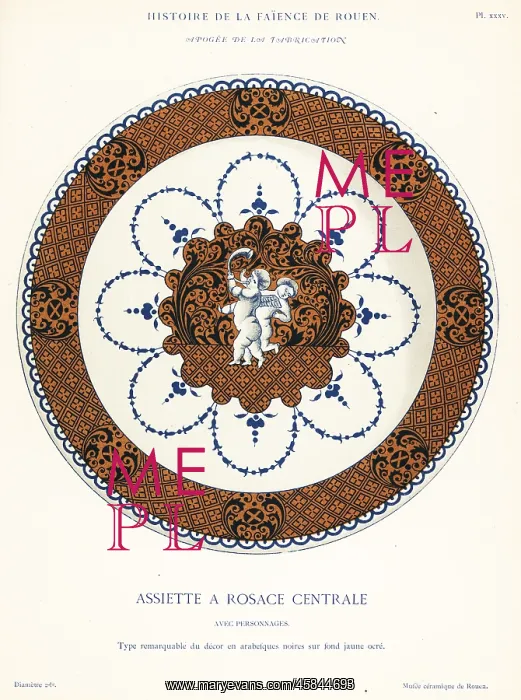 : Round plate with cupids in central rosette, Rouen : Round plate with cupids in central rosette, Rouen