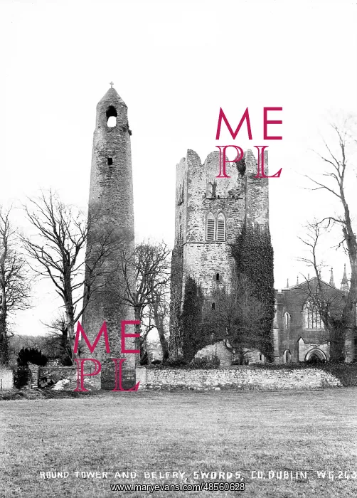 : Round Tower and Belfry, Swords, Co Dublin : Round Tower and Belfry, Swords, Co Dublin