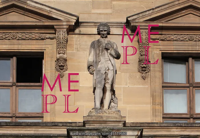 : Rousseau statue, Cour Napoleon, Louvre, Paris, France : Rousseau statue, Cour Napoleon, Louvre, Paris, France