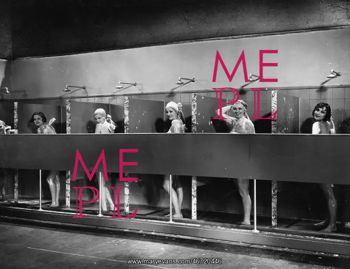  : Row of women in public showers
