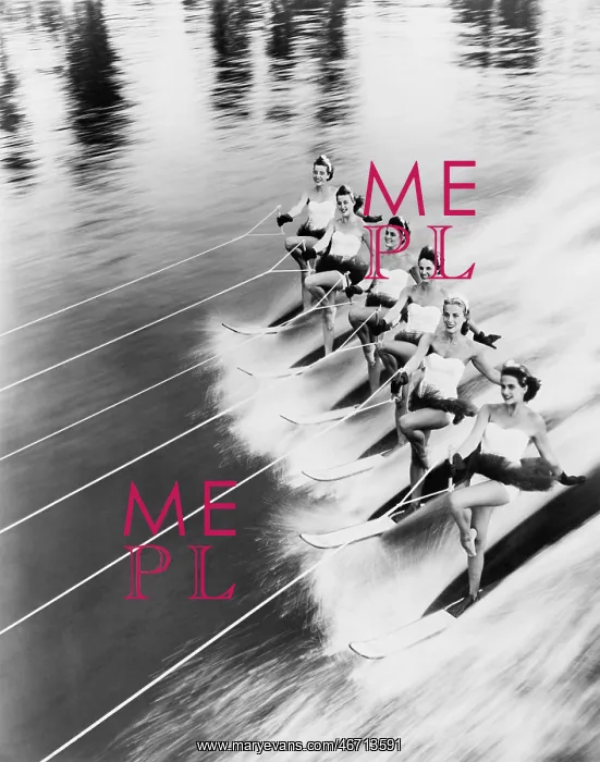  : Row of women water skiing