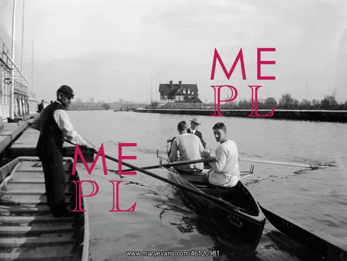 : Rowers in a scull on a river : Rowers in a scull on a river