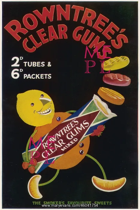 : Rowntrees Fruit Gums advertisement : Rowntrees Fruit Gums advertisement