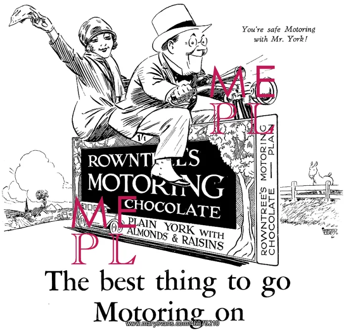 : Rowntree's Motoring Chocolate advertisement : Rowntree's Motoring Chocolate advertisement
