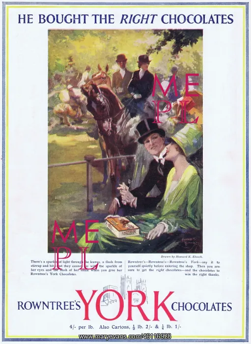 : Rowntrees York Chocolate Advert, 1927 : Rowntrees York Chocolate Advert, 1927