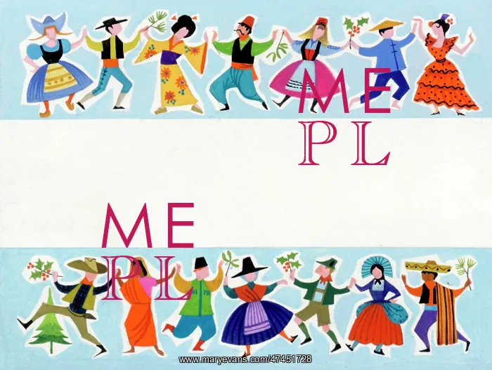  : Two rows of people in national costumes dancing