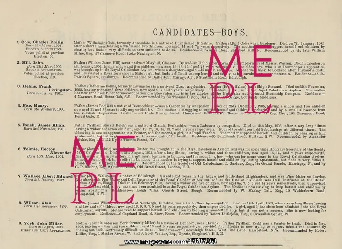 : Royal Caledonian Orphan Asylum, Bushey - Candidate List : Royal Caledonian Orphan Asylum, Bushey - Candidate List