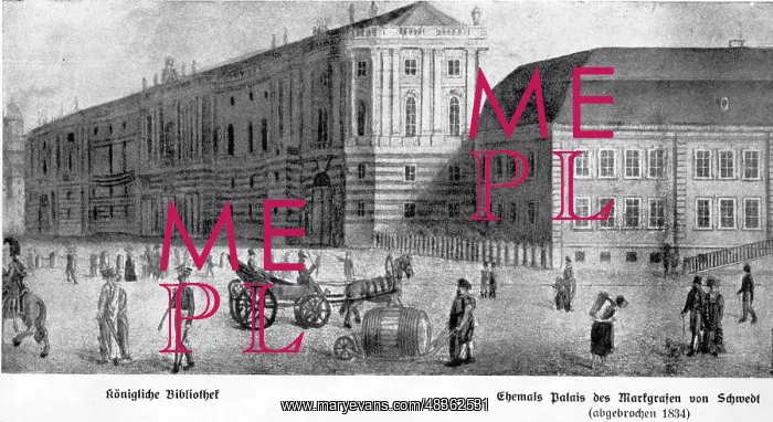 : Royal library at Bebelplatz in Berlin, around 1830 : Royal library at Bebelplatz in Berlin, around 1830
