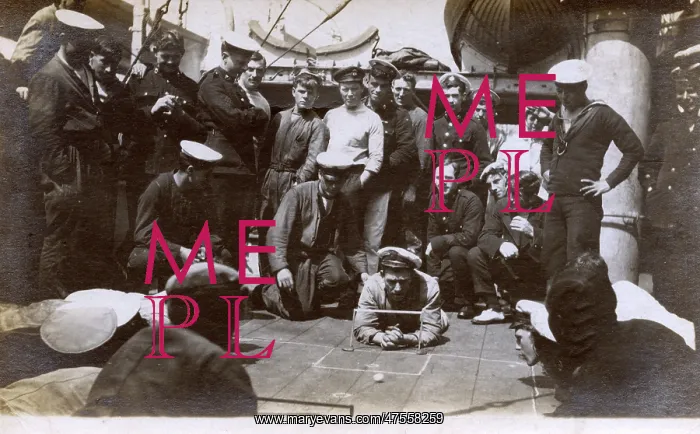  : Royal Navy sailors playing games on deck