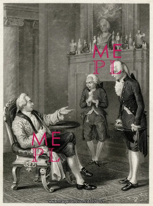 : Royal personage with two deferential visitors : Royal personage with two deferential visitors