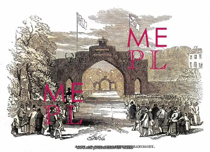 : Royal progress to Balmoral: Banchory triumphal arch 1848 : Royal progress to Balmoral: Banchory triumphal arch 1848