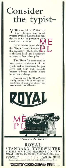 : Royal Standard Typewriter Advertisement : Royal Standard Typewriter Advertisement
